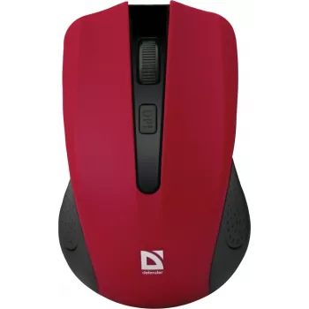 Mouse ottico wireless DEFENDER MM-935 RF – ambidestro, 1600 DPI, rosso, ricevitore RF-USB, batterie AAA