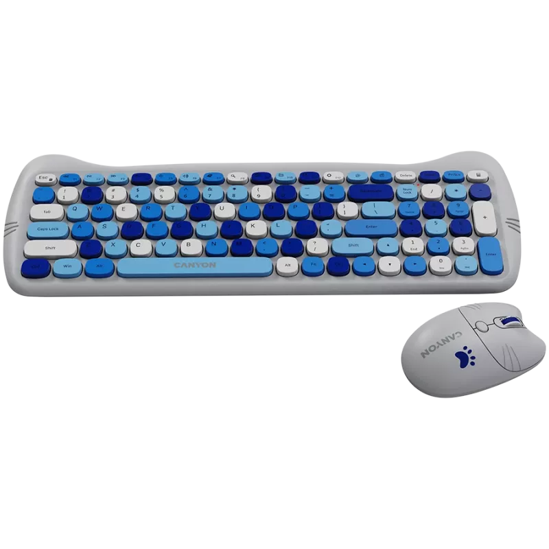 Set tastiera e mouse wireless CANYON HSET-W6 Kitty Edition AAA AA blu