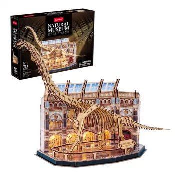 Puzzle 3D LED Dante CubicFun NatMus Brachiosaurus 05447 – modello didattico da montare con luce LED