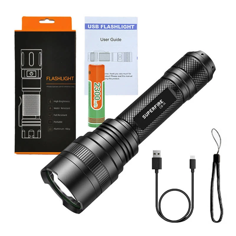 Torcia Supfire C8-H — 1200 lm, ricaricabile USB, portata 250 m