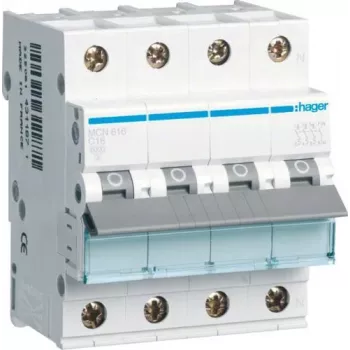 Hager MCN616 interruttore automatico magnetotermico modulare tipo C 4P 4 moduli (MCN616)