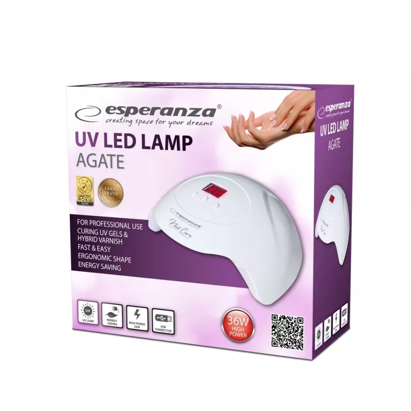 Esperanza EBN010 Agate lampada UV+LED per unghie, 36 W