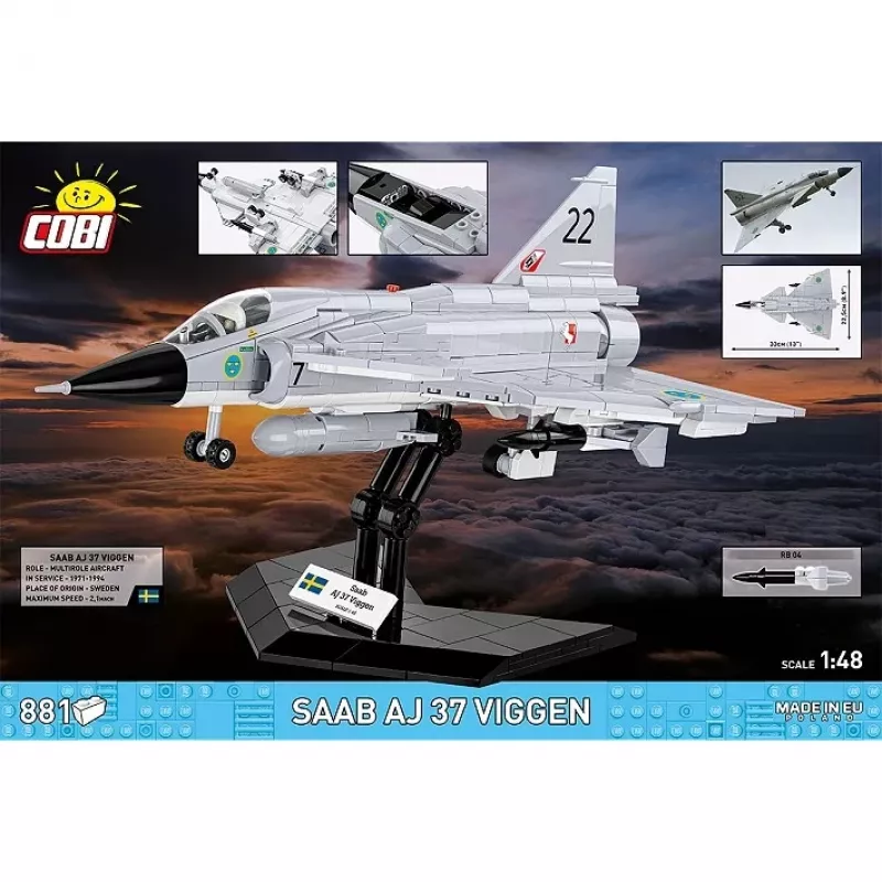 Cobi Blocks Saab AJ 37 Viggen set di costruzione 881 pz.