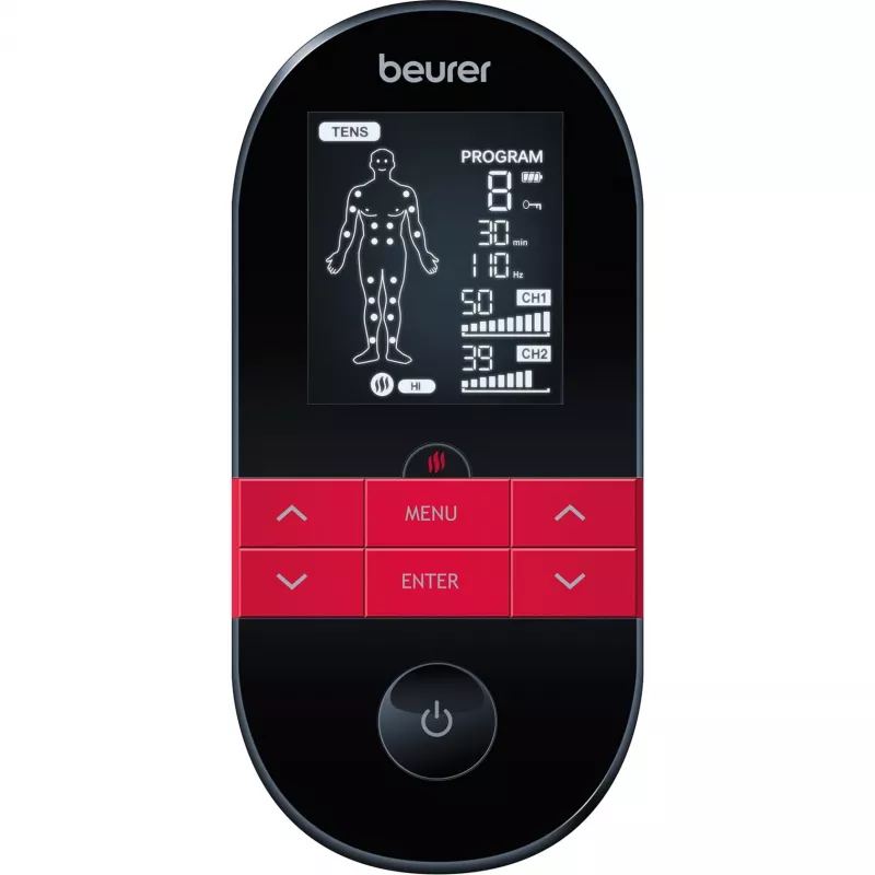 Elettrostimolatore TENS/EMS Beurer EM 59 Heat - 64 programmi, batteria ricaricabile