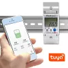 Qoltec 50882 contatore elettronico monofase del consumo energetico per guida DIN | Wi-Fi | TUYA | 230V | LCD