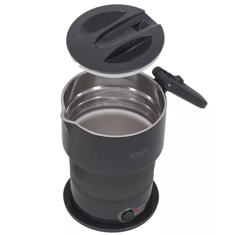 Bollitore elettrico Adler AD 1377G, capacità 0,6 L, 600 W, grigio, plastica/silicone/acciaio inox
