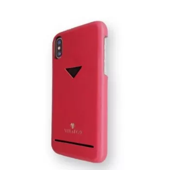 Custodia posteriore con slot per carte VixFox per iPhone XSMAX rosso rubino – cover protettiva con porta carte integrato