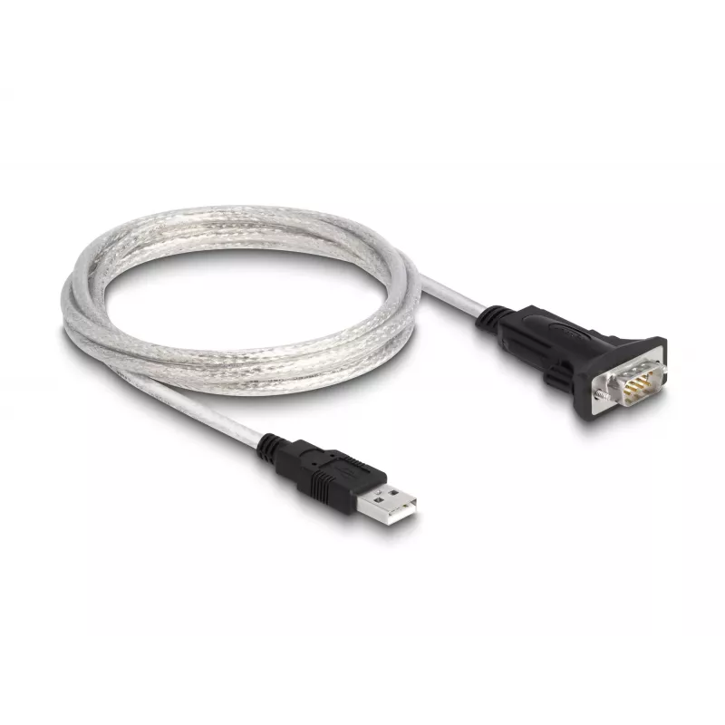 DeLOCK 63465 Adattatore da USB 2.0 Type-A a seriale RS-422/485, morsettiera a 6 pin, 1,8 m, nero/trasparente