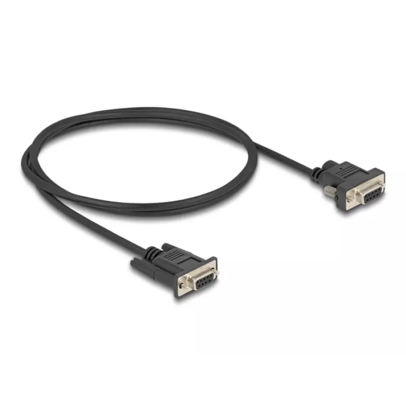 Delock cavo seriale RS-232, D-Sub 9 femmina con alimentazione sul pin 9 (DC 5,5 x 2,1 mm), 1 m, nero