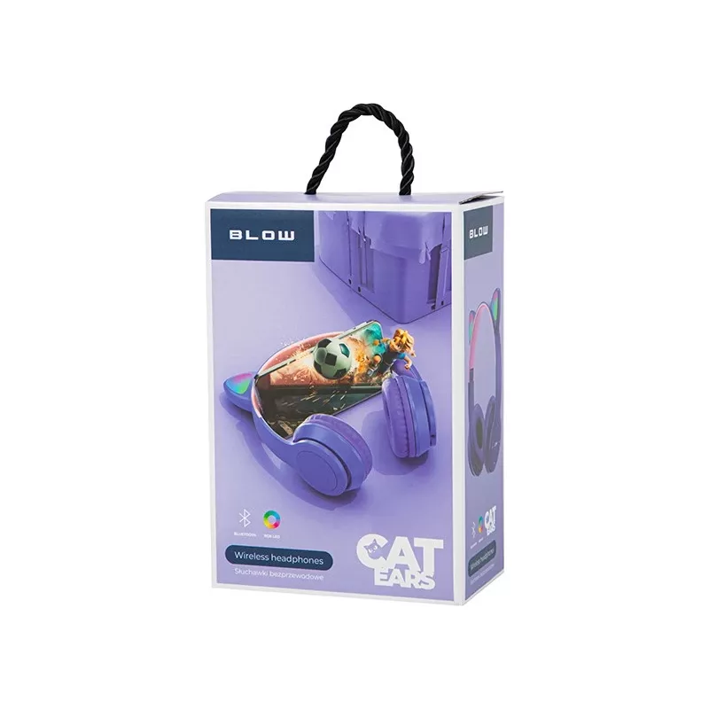 Cuffie wireless Bluetooth 5.0 LED per bambini orecchie viola