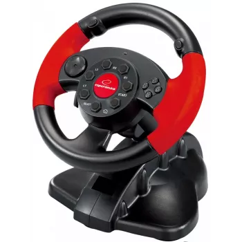 Volante ESPERANZA EG103 controller gaming - PC/PS2/PS3, 13 tasti, vibrazione, sensore di accelerazione, nero/rosso