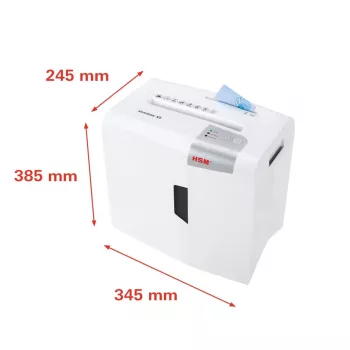 Distruggidocumenti HSM X5 taglio a particelle P-4, larghezza di lavoro 22 cm, particelle 4,5 mm, capacità 5 fogli, contenitore 18 l