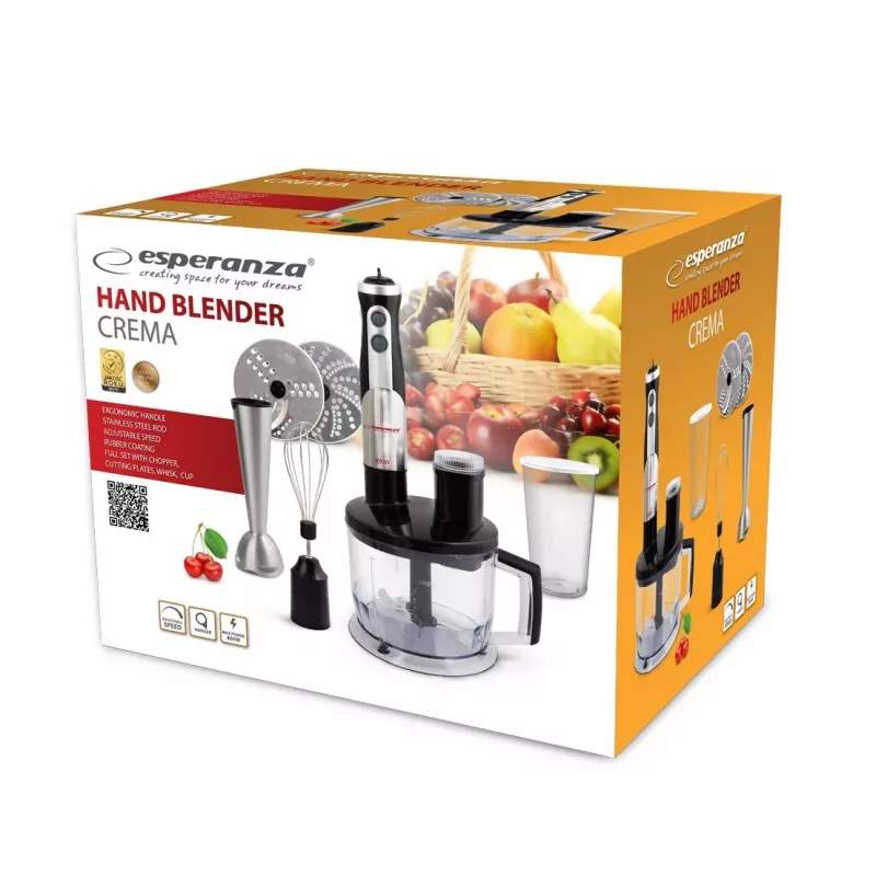 Esperanza EKM004 frullatore a immersione 0,6 L nero, argento, trasparente 800 W