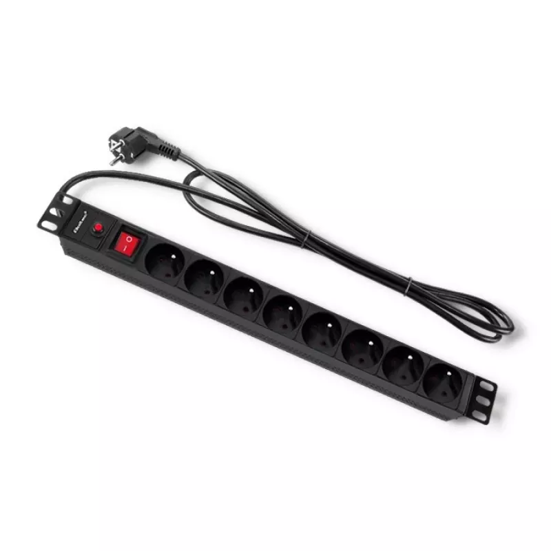 Qoltec 53996 ciabatta per RACK 19 | 1U | 16A | PDU | 8xFRANCESE | 2m