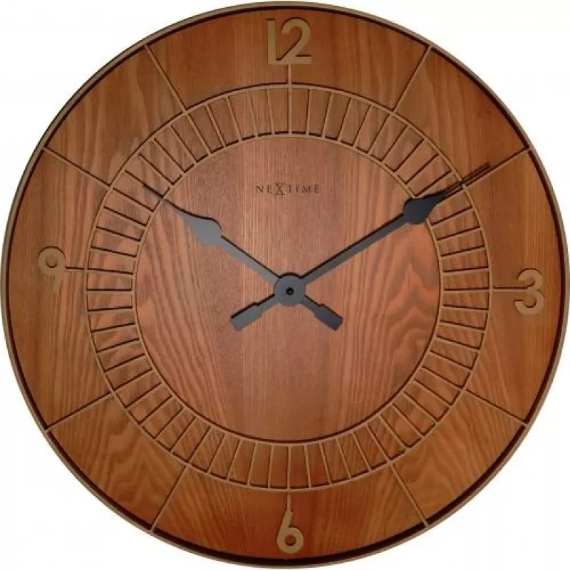 NeXtime orologio 3113br Wood Round, Ø50 cm, orologio da parete, marrone