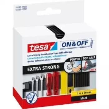 Nastro a velcro Tesa 1m x 50mm on&off extra forte nero 55229