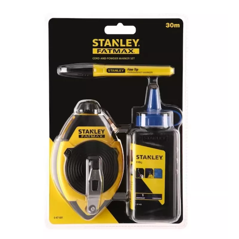 Set filo tracciante STANLEY FATMAX 30 m, corpo in plastica, nero/giallo (0-47-681)