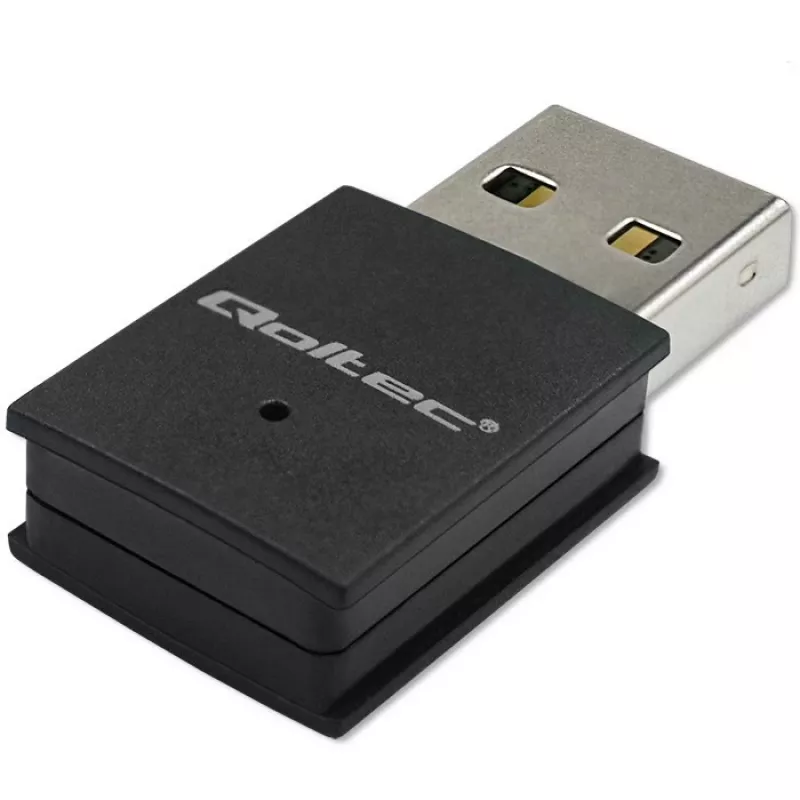 Adattatore mini USB Wi-Fi wireless compatto QOLTEC 57007 – Single-Band 2,4 GHz, fino a 150 Mbit/s, antenna interna