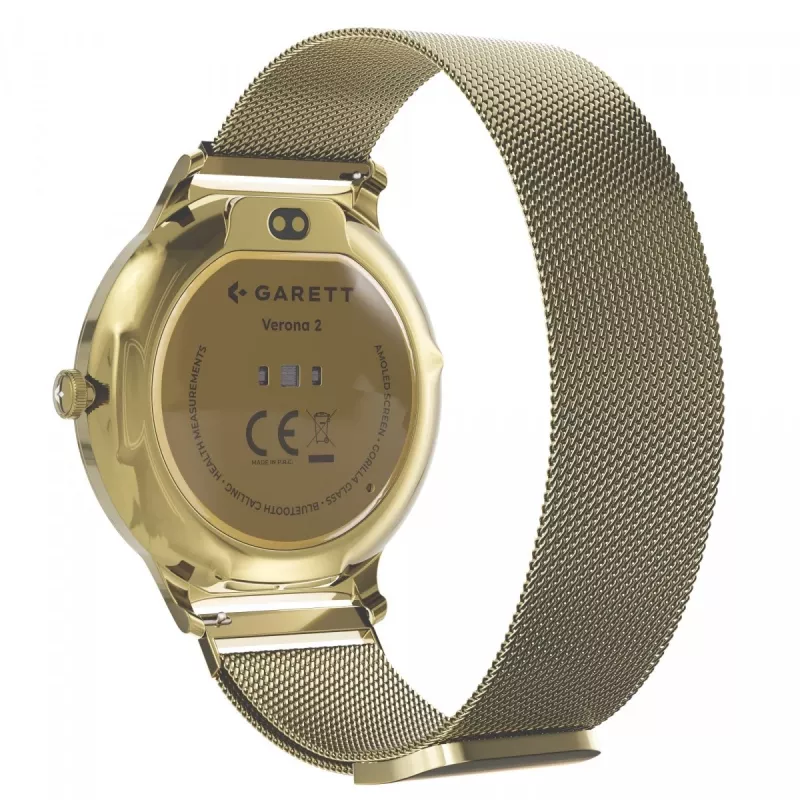 Smartwatch Garett Verona 2 Gold Mesh con Bluetooth e misuratore di frequenza cardiaca