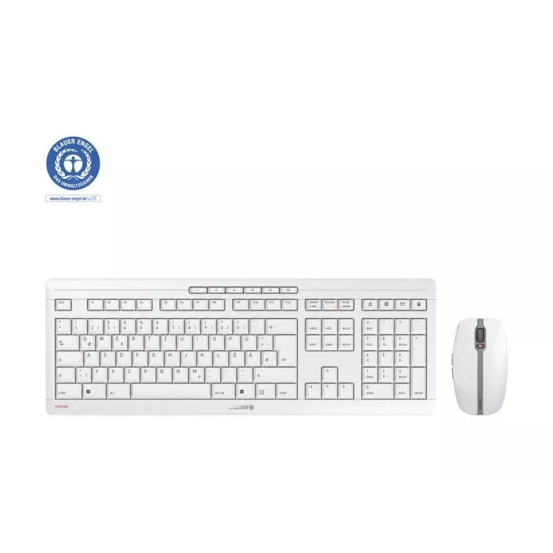CHERRY Stream Desktop tastiera mouse inclusi ufficio RF wireless QWERTZ tedesca bianco