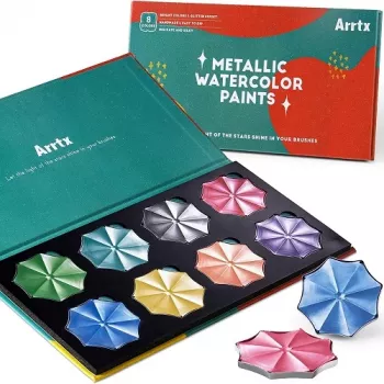 Acquerelli professionali tonalità metalliche ARRTX, 8 colori