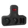 Maclean Presa elettrica, quadrupla con interruttore, piede stabilizzante, tipo E, 2x2,5A, 2x16A, MCE224 E/B