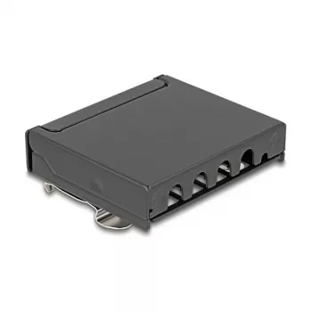 Patch panel DELOCK mini desktop RJ45 4 porte Cat.6A schermato nero, metallo, 90×22×93 mm