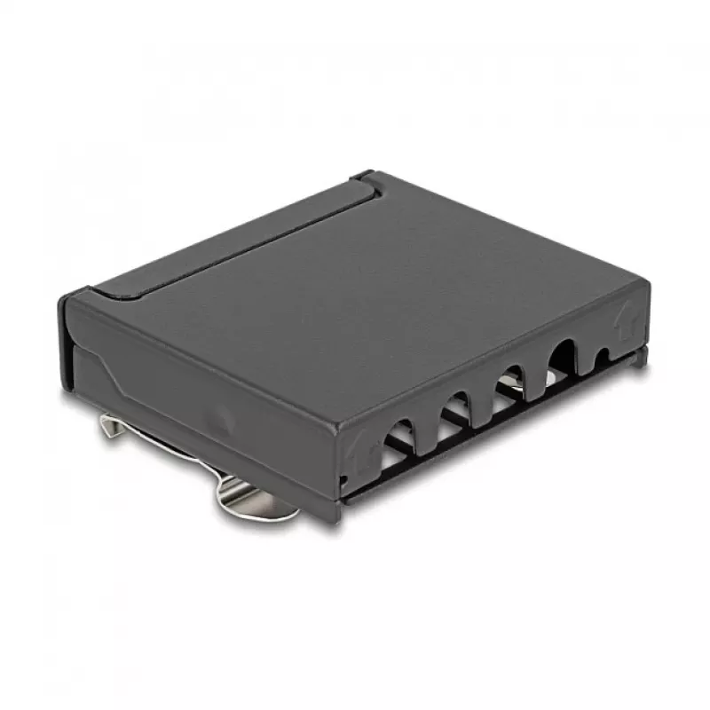 Patch panel DELOCK mini desktop RJ45 4 porte Cat.6A schermato nero, metallo, 90×22×93 mm