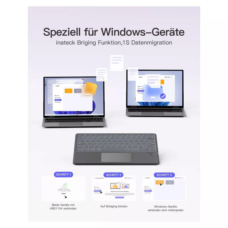Tastiera inateck Surface grigio, Sureface GO 1-4 Com. QWERTZ