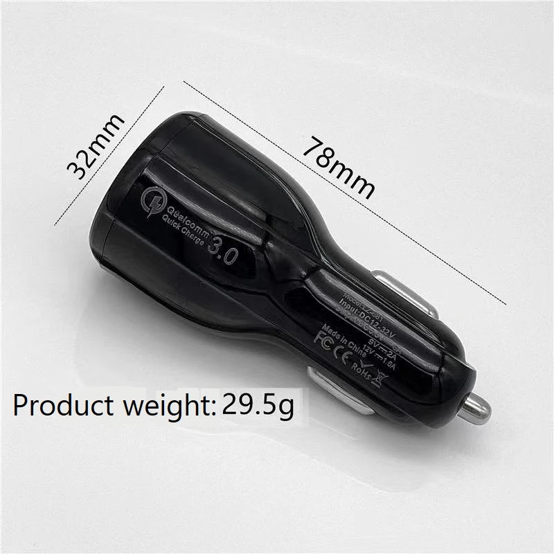 Manta MCC01QC3 caricabatterie da auto, 2x USB, Quick Charge 3.0