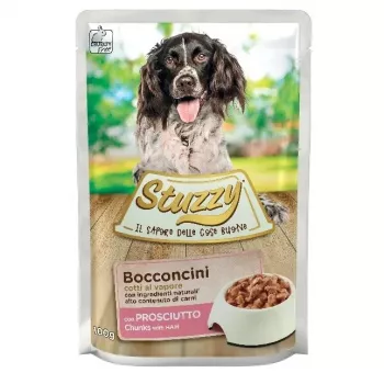 Cibo umido per cani STUZZY Pies Szynka Sos Saszetka 100 g — prosciutto in salsa, busta singola da 100 g
