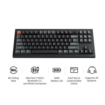 Tastiera meccanica Keychron V3 Ultra 8K – cavo e Bluetooth, QWERTY, RGB, nero
