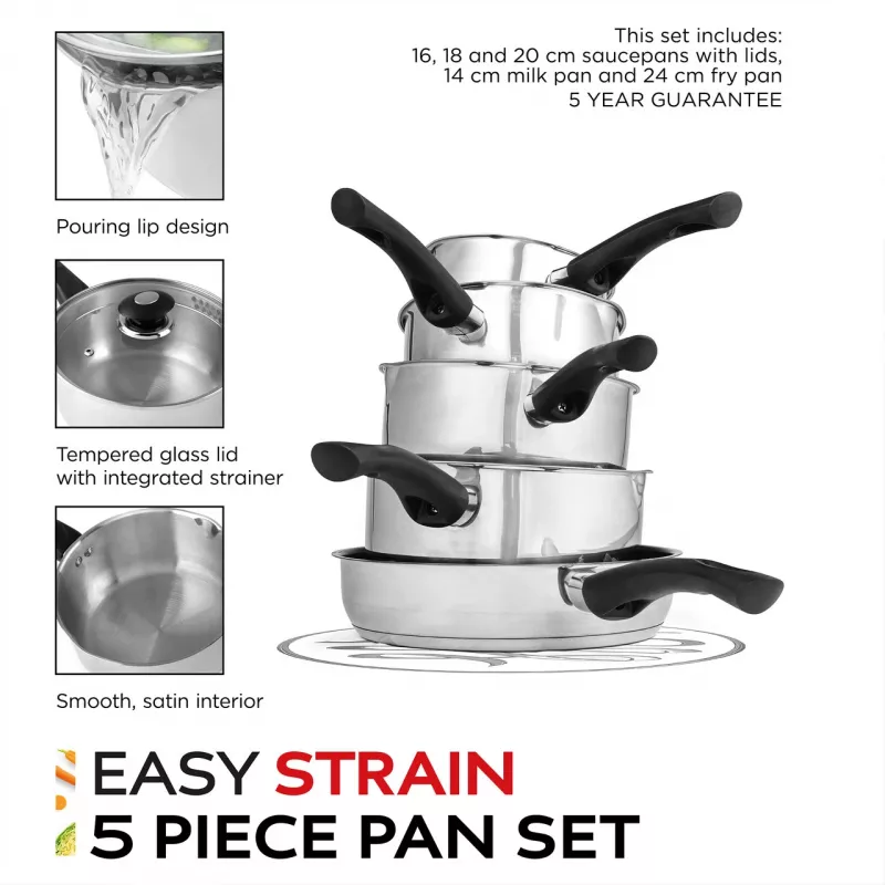 Set pentole Russell Hobbs RH00543EU7 — 5 pezzi, antiaderente, lavabile in lavastoviglie