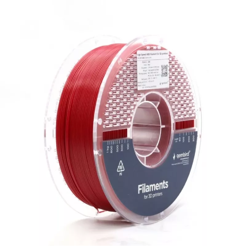 Filamento per stampa 3D GEMBIRD ABS 1,75 mm rosso 1 kg