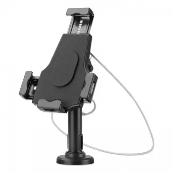 Supporto da tavolo per iPad e tablet Manhattan, con serratura, montaggio a parete, protezione antifurto, tablet da 7,9 pollici a 10,5 pollici, rotazione 360°, inclinazione +/- 70°, rotazione 330°, nero, garanzia a vita