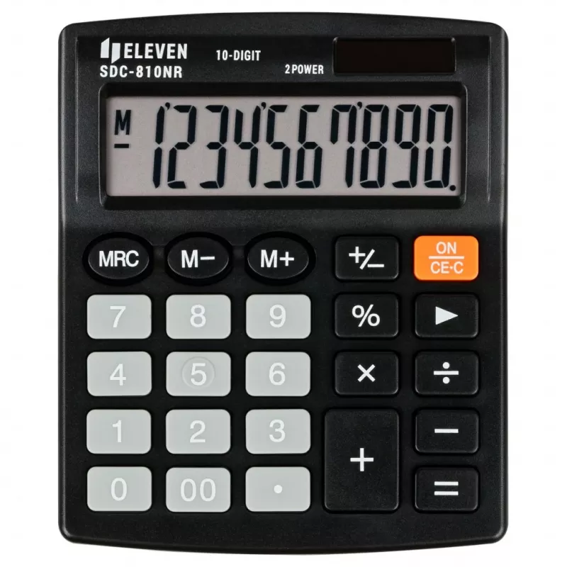 ELEVEN calcolatrice da ufficio SDC-810NR display a 10 cifre, doppia alimentazione, nero
