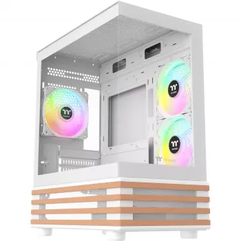 Case PC Micro Tower THERMALTAKE View 170 WS ARGB Snow — Micro ATX, bianco, 2x120mm laterale, 1x120mm posteriore, alimentatore in basso, supporta 2,5 pollici/3,5 pollici