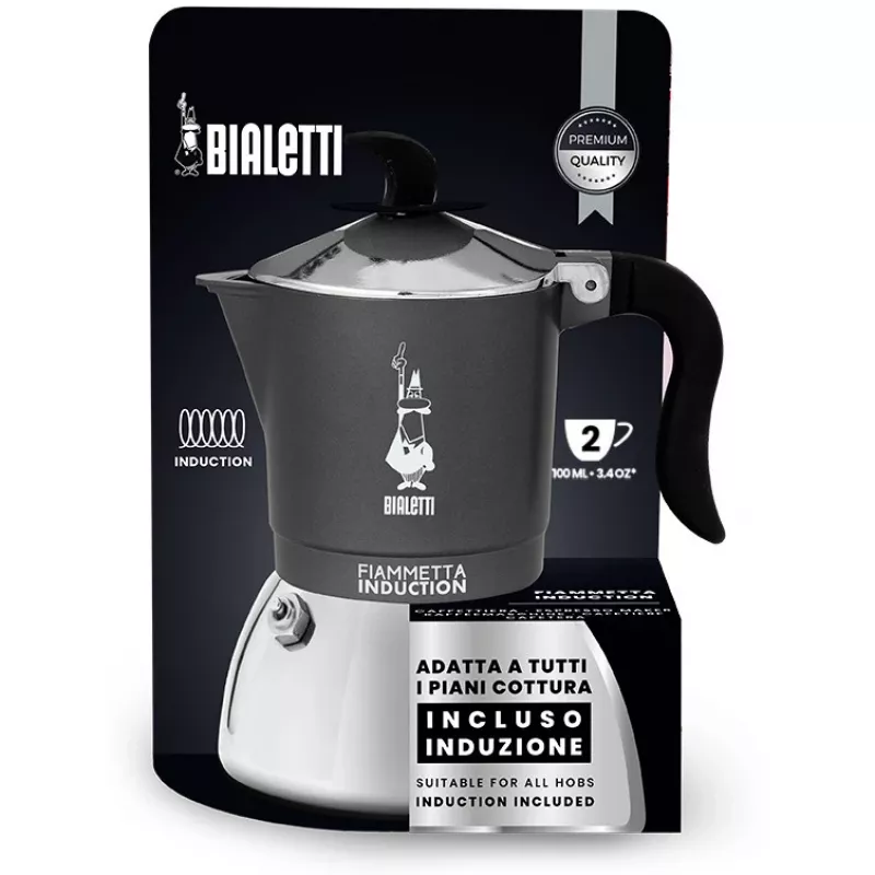 Caffettiera a induzione BIALETTI FIAMMETTA 2 tazze, grigio