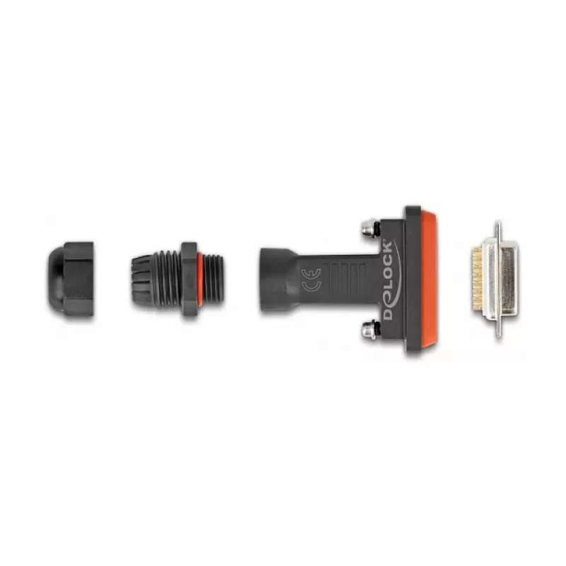 Connettore femmina D-Sub 15 poli DeLOCK IP67 impermeabile nero/arancione