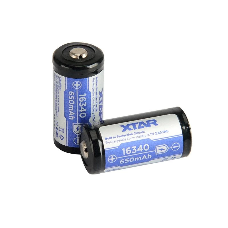 XTAR 16340 (R-CR123) batteria ricaricabile Li-ion 3,7 V 650 mAh, protetta
