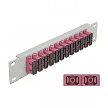 Patch panel fibra ottica DeLOCK 10 pollici 12 porte SC duplex viola 1U grigio