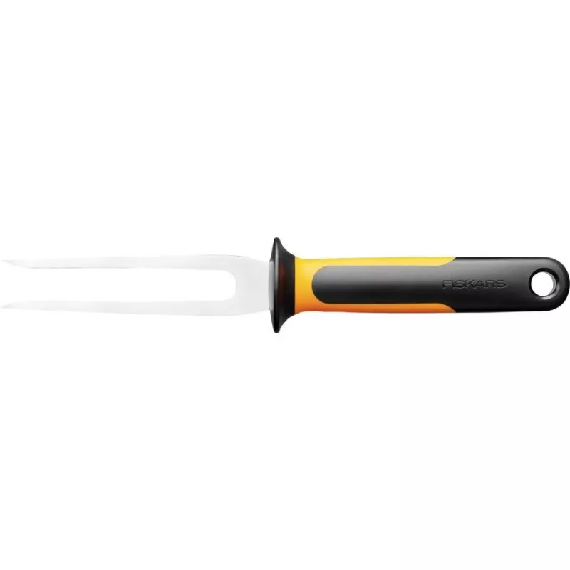 Forchettone da carne Fiskars 1057548 con manico in acciaio inox, forchetta da taglio a due punte