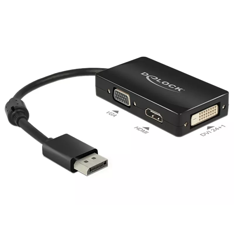 DeLOCK 0,16 m DisplayPort/VGA+HDMI+DVI VGA (D-Sub)+ HDMI + DVI nero