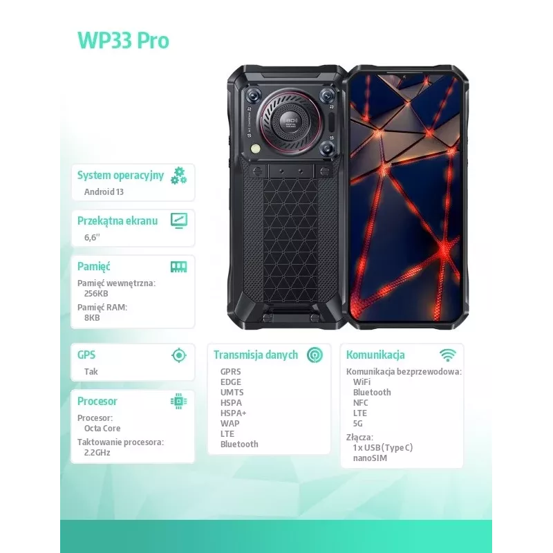 Smartphone Oukitel WP33 Pro 5G, 8GB RAM/256GB, DS, 22000 mAh, grigio
