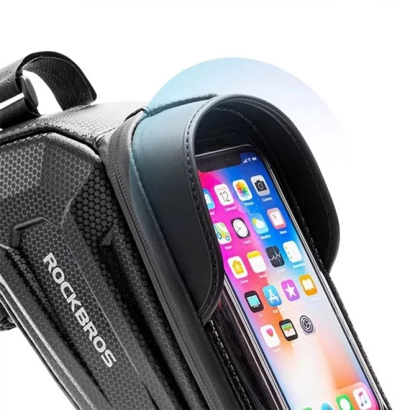 Rockbros B68 Borsa da telaio per bici porta cellulare 1,7 l nera