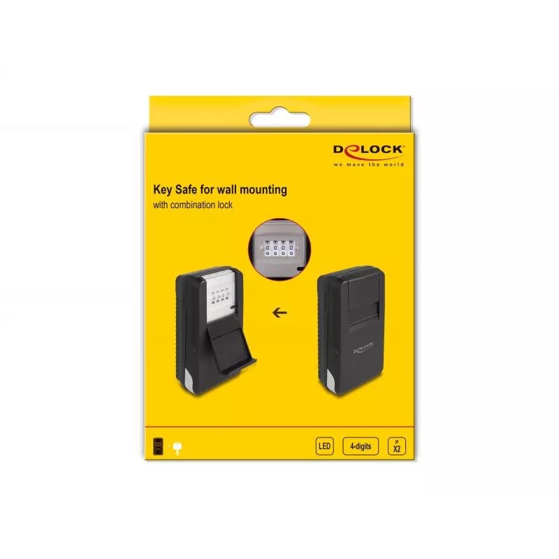 Portachiavi DELOCK 20932 organizzatore di chiavi in alluminio e plastica con combinazione, nero