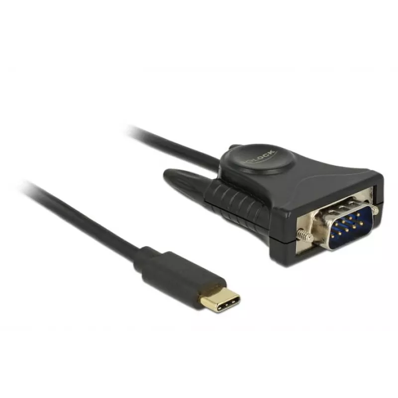 Delock 62964 Adattatore da USB-C a seriale DB9 RS-232, 1,8 m, nero