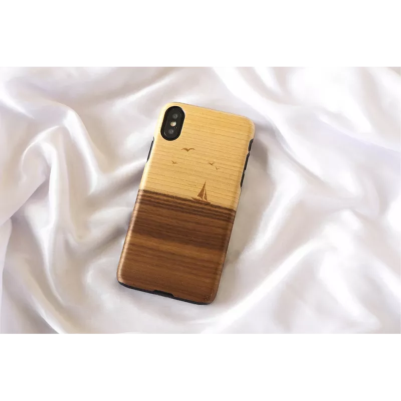 Custodia per smartphone man and wood per iPhone X/XS – modello mare, nero