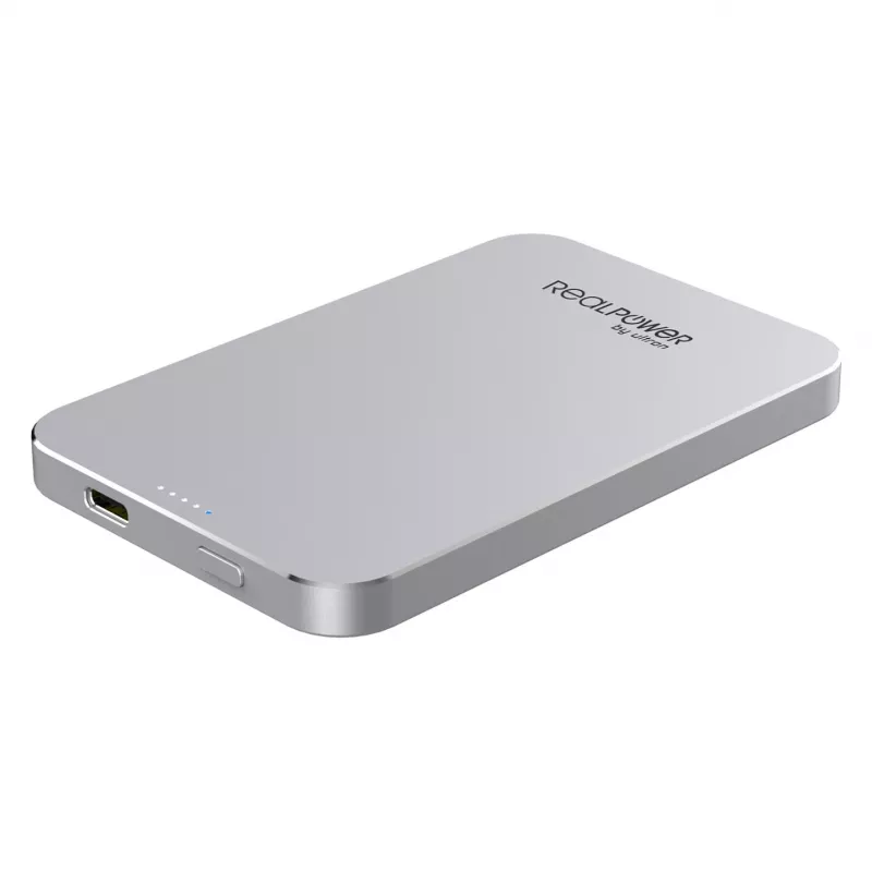 Powerbank RealPower PB-5000 MAG argento 5.000 mAh