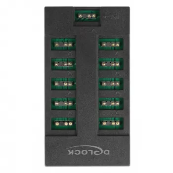 Delock - hub LED RGB - 10 porte - nero (64128)